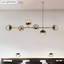 GobekUsa Minimalist Brass Chandelier Lighting with Smoke Gray Glass Shade - 1 Light Dining Room Island Lamp