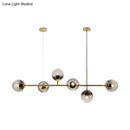 GobekUsa Minimalist Brass Chandelier Lighting with Smoke Gray Glass Shade - 1 Light Dining Room Island Lamp