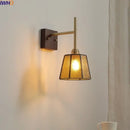 GobekUsa Glass Copper LED Wall Lights Modern Bedside Lamp for Bedroom Living Room