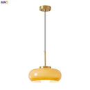 GobekUsa Copper Bauhaus LED Pendant Light - Orange Glass Fixture for Home Indoor Lighting