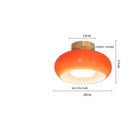 GobekUsa Copper Bauhaus LED Pendant Light - Orange Glass Fixture for Home Indoor Lighting