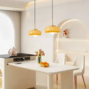 GobekUsa Copper Bauhaus LED Pendant Light - Orange Glass Fixture for Home Indoor Lighting