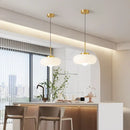 GobekUsa Copper Bauhaus LED Pendant Light - Orange Glass Fixture for Home Indoor Lighting