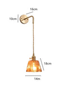 GobekUsa Amber Glass Wall Lamp Switch, Modern Copper LED Light for Home, Bedroom, Living Room