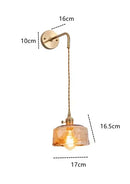 GobekUsa Amber Glass Wall Lamp Switch, Modern Copper LED Light for Home, Bedroom, Living Room