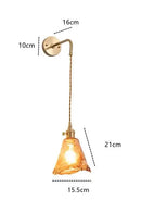 GobekUsa Amber Glass Wall Lamp Switch, Modern Copper LED Light for Home, Bedroom, Living Room