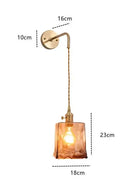 GobekUsa Amber Glass Wall Lamp Switch, Modern Copper LED Light for Home, Bedroom, Living Room