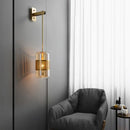 GobekUsa Modern Brass Wall Sconce Light with Glass Shade - Postmodern Cylindrical Fixture