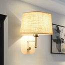 GobekUsa Modern Black and Beige Tapered Wall Sconce with 1 Light and Backplate