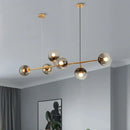 GobekUsa Brass Chandelier with Black Art Glass Ball - Minimalist Living Room Dining Decor