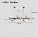 GobekUsa Brass Chandelier with Black Art Glass Ball - Minimalist Living Room Dining Decor