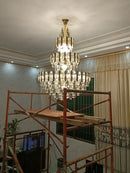 GobekUsa Crystal Hollow Villa Chandelier: Modern Luxury Pendant Light for Living Room and Hotel Lobby