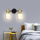 GobekUsa Modern Glass Sconce Light - Wall Mount 1/2/3 Lights with Black Arm and Backplate