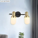 GobekUsa Modern Glass Sconce Light - Wall Mount 1/2/3 Lights with Black Arm and Backplate