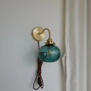 GobekUsa Blue Glass Ball Wall Lights Pull Chain Switch LED Sconce for Home Bedroom
