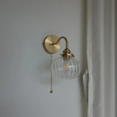 GobekUsa Blue Glass Ball Wall Lights Pull Chain Switch LED Sconce for Home Bedroom