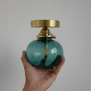 GobekUsa Blue Glass Ball Wall Lights Pull Chain Switch LED Sconce for Home Bedroom