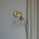 GobekUsa Blue Glass Ball Wall Lights Pull Chain Switch LED Sconce for Home Bedroom
