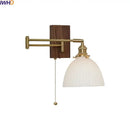 GobekUsa Ceramic Walnut LED Wall Lights for Modern Bedroom Living Room, Pull Chain Switch