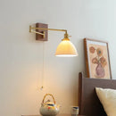 GobekUsa Ceramic Walnut LED Wall Lights for Modern Bedroom Living Room, Pull Chain Switch