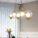 GobekUsa Minimalist Clear Glass Island Lighting - Orb Shaped - 3/5/7 Lights - Hanging Light Fixture in Brass