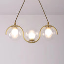 GobekUsa Minimalist Clear Glass Island Lighting - Orb Shaped - 3/5/7 Lights - Hanging Light Fixture in Brass