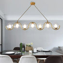 GobekUsa Minimalist Clear Glass Island Lighting - Orb Shaped - 3/5/7 Lights - Hanging Light Fixture in Brass
