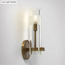 GobekUsa Modern Clear Glass Sconce with Brass Metal Arm and 1 Bulb Wall Light Fixture