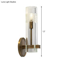 GobekUsa Modern Clear Glass Sconce with Brass Metal Arm and 1 Bulb Wall Light Fixture