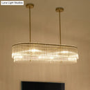 GobekUsa 12-Light Brass Crystal Rod Island Chandelier for Modern Dining Room