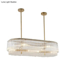 GobekUsa 12-Light Brass Crystal Rod Island Chandelier for Modern Dining Room