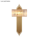 GobekUsa Modern Clear Crystal Wall Sconce with 2 Golden Lights for Bedside - 14.5"/16.5" W Rectangular Wall Lighting Fixture