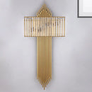 GobekUsa Modern Clear Crystal Wall Sconce with 2 Golden Lights for Bedside - 14.5"/16.5" W Rectangular Wall Lighting Fixture