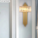 GobekUsa Modern Clear Crystal Wall Sconce with 2 Golden Lights for Bedside - 14.5"/16.5" W Rectangular Wall Lighting Fixture