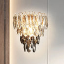GobekUsa Modern Crystal 3-Light Tiered Bedroom Wall Sconce, Flush Mount, Clear and Smoke Shades