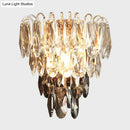 GobekUsa Modern Crystal 3-Light Tiered Bedroom Wall Sconce, Flush Mount, Clear and Smoke Shades