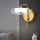 GobekUsa Post-Modern Gold LED Bedside Wall Sconce with Clear Glass Shade