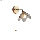 GobekUsa Gray Glass LED Wall Lights, Pull Chain Switch, Modern Nordic Design
