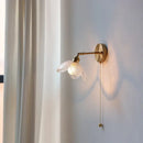 GobekUsa Gray Glass LED Wall Lights, Pull Chain Switch, Modern Nordic Design