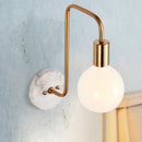 GobekUsa Modern Gold Wall Sconce with White Glass Shade – Bedroom Light Fixture