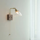 GobekUsa Clear Glass LED Wall Lights with Pull Chain Switch, Rotate Modern Nordic Wall Lamp
