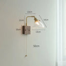 GobekUsa Clear Glass LED Wall Lights with Pull Chain Switch, Rotate Modern Nordic Wall Lamp