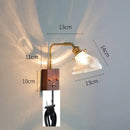 GobekUsa Clear Glass LED Wall Lights with Pull Chain Switch, Rotate Modern Nordic Wall Lamp