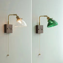 GobekUsa Clear Glass LED Wall Lights with Pull Chain Switch, Rotate Modern Nordic Wall Lamp