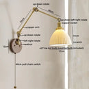 GobekUsa LED Wall Lamps Pull Chain Switch Modern Stair Light Fixtures, Ceramic Copper
