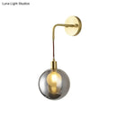 GobekUsa Modern Brass Corner Wall Light with Smoke Gray Glass Shade - 1 Light Fixture