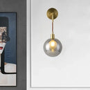 GobekUsa Modern Brass Corner Wall Light with Smoke Gray Glass Shade - 1 Light Fixture