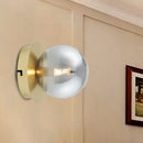 GobekUsa Golden Wall Sconce Light with Smoky Grey Glass Shade - Simple & Elegant Single Bedroom Fixture
