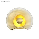GobekUsa Brass Wall Mounted LED Sconce Light: Tan Glass Bend Panel Post-Modern Lamp