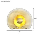 GobekUsa Brass Wall Mounted LED Sconce Light: Tan Glass Bend Panel Post-Modern Lamp